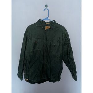 St Johns Bay Heavyweight Corduroy Shirt Green Mens Large Button‎ Up